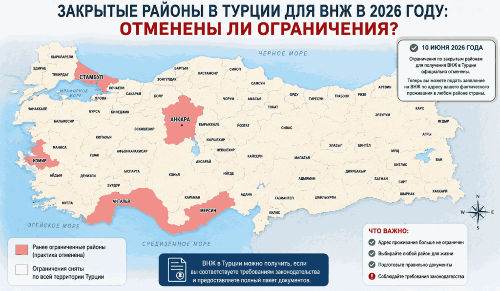 Закрытые районы в Стамбуле для ВНЖ в 2026 году